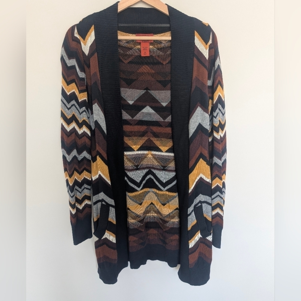 Women’s MISSONI x Target Open Front Cardigan Sweater Chevron LongSleeve Size XS